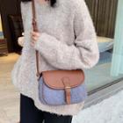 Faux Leather Furry Panel Crossbody Bag