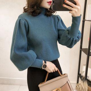 High Neck Puff-sleeve Sweater