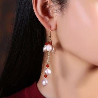 Agate Faux Pearl Fringed Earring
