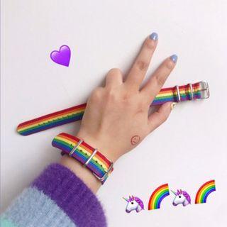 Rainbow Canvas Watch Strap 1 Pc - Red & Blue & Yellow - One Size