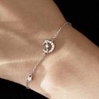 Moon & Star Rhinestone Bracelet Star & Moon Bracelet - Silver - One Size