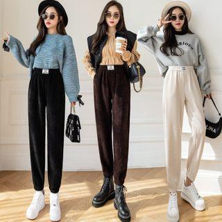 Lettering Patch Harem Corduroy Pants