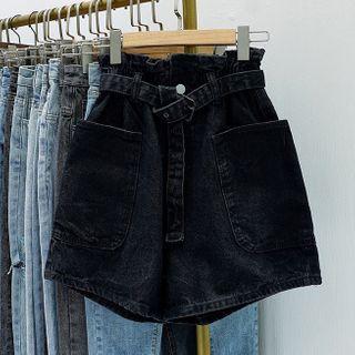 Wide-leg High-waist Denim Shorts