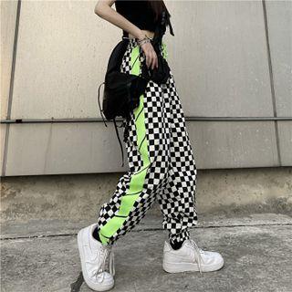 Checkerboard Print Jogger Pants