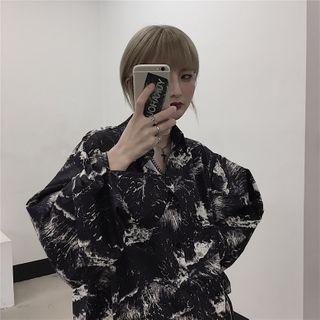 Long-sleeve All-over Print Shirt Black & White - One Size