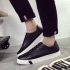 Faux-leather Croc-grain Sneakers