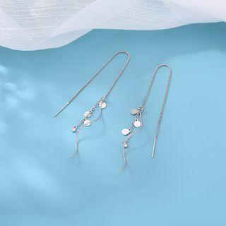 925 Sterling Silver Disc Swirl Fringed Earring 1 Pair - Silver - One Size