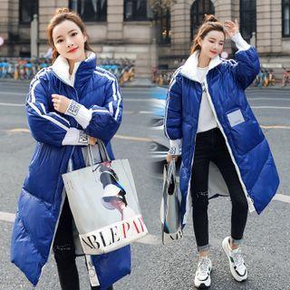 Striped Padded Zip-up Coat