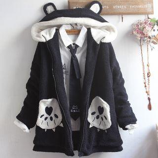 Bear Themed Hooded Zip Jacket / Long-sleeve Shirt / Set