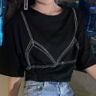 Short-sleeve Rhinestone Embellished T-shirt