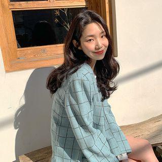 Checked Buttoned Tweed Jacket