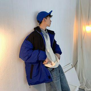 Two-tone Zip Hooded Padded Jacket