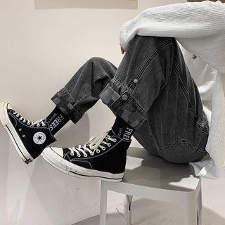 Roll-up Wide-leg Cargo Jeans