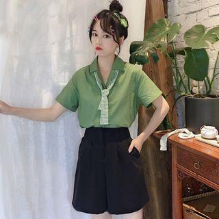 Plain Short-sleeve Shirt / Wide-leg Shorts / Mini A-line Skirt