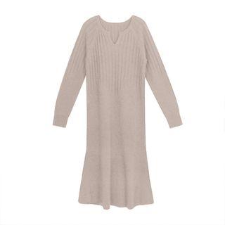 Ruffled Hem Midi Sweater Dress