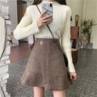 Asymmetrical Plaid Wool A-line Skirt