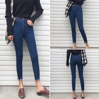 High-waist Cropped Skinny Jeans