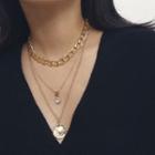 Layered Chain Necklace 2709 - Gold - One Size