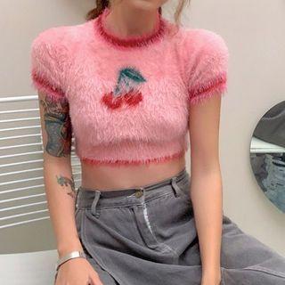 Short-sleeve Fleece Cropped T-shirt
