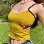 Color-block Cutout Back Camisole Top Yellow - One Size