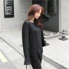 Round-neck Pleated-hem Top