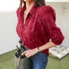 Long-sleeve Sheer Lace Blouse