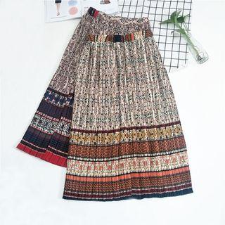Patterned Midi Chiffon Skirt