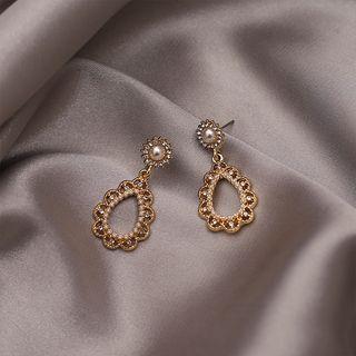 Rhinestone Drop Earring 1 Pair - 925 Silver - One Size