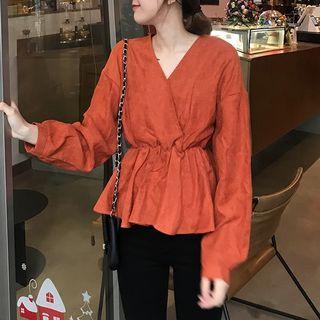 V-neck Blouse Tangerine - One Size