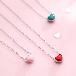 925 Sterling Silver Heart Dangle Pendant Necklace