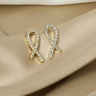 Rhinestone Alloy Earring E1510-2 - 1 Pair - Gold - One Size
