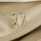 Rhinestone Alloy Earring E1510-2 - 1 Pair - Gold - One Size