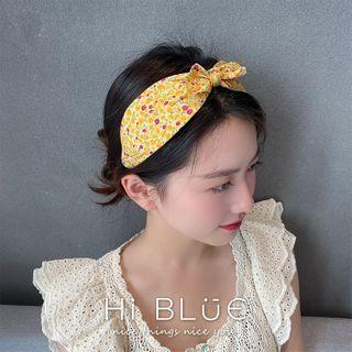 Printed Bow Headband Yellow - One Size
