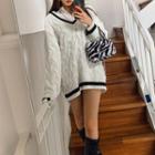 V-neck Cable-knit Mini Dress