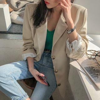 Metallic-button Longline Blazer