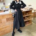 Crochet-trim Chelsea-collar Long Dress
