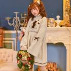 Turtleneck Printed Knit Dress Khaki - L