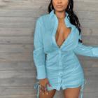 Drawstring Mini Sheath Shirtdress