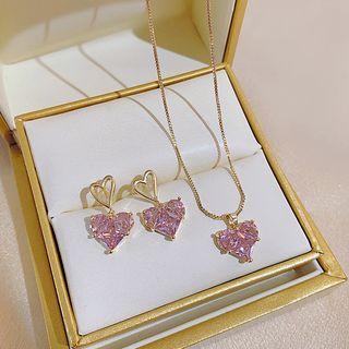 Heart Pendant Necklace / Drop Earring / Set