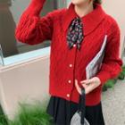 Tie Neck Cardigan Red - One Size