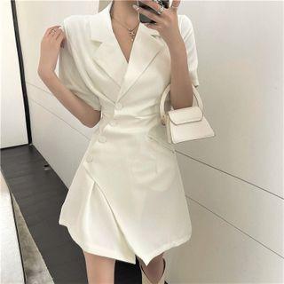 V-neck Short-sleeve Blazer Dress