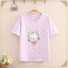 Cat Printed Short-sleeve Round Neck T-shirt