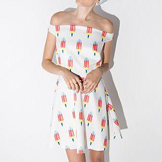 Printed Off-shoulder Dress
