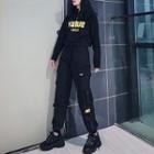 Lettering Cropped Sweatshirt / Cargo Harem Pants