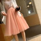 Mesh A-line Skirt Pink - One Size