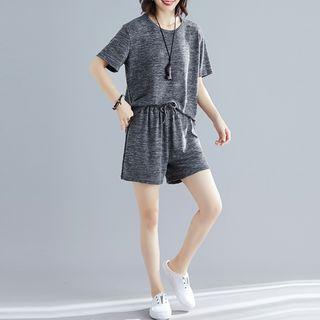 Set: Crew-neck Short-sleeve T-shirt + Drawstring Shorts