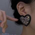 Heart Acrylic Alloy Earring 1 Pair - Black - One Size