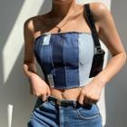 Color-block Frayed Tube Top