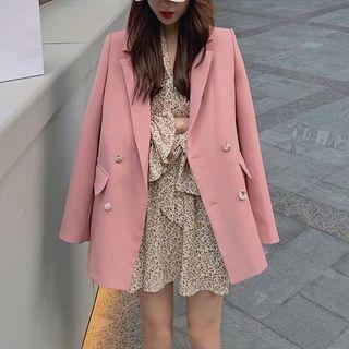 Set Of 2: Long-sleeve Blazer + Floral Mini Dress