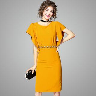 Short-sleeve Jeweled Dress